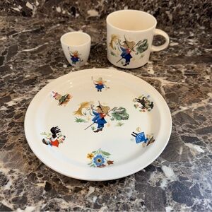 Vintage - Set of 3 Arklow Pottery - Little Boy Blue Nursery Plate, Mug & Egg Cup